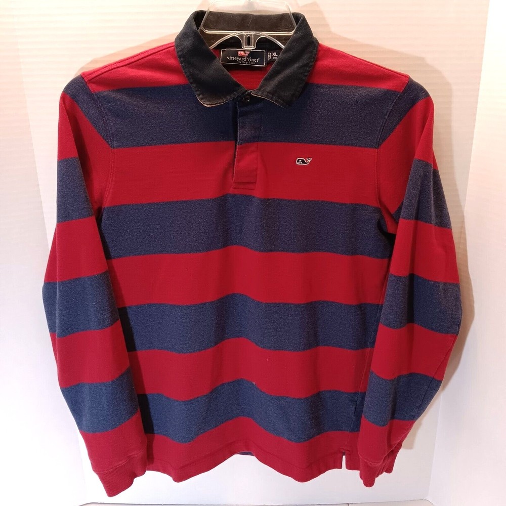Vineyard Vines Red and Blue Striped Polo
